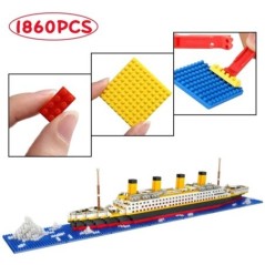 Titanic Micro Mini építőkocka készlet, 1860db Titanic játékhajómodell építőkockák, 3D-s kirakós készletek barkács oktatójátékok