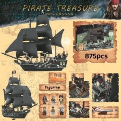 Pirates Of The Caribbean Ship Queen's Revenge Warship Black Pearl Sailboat Building Block Bricks MOC 4195 Assembly Toys Kid Gift