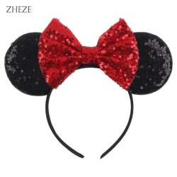 Disney Black Mouse Ears Headband For Girls 5"Bow Party Hairband Festival DIY Hair Accessories Femme