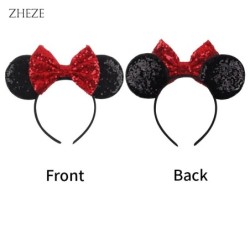 Disney Black Mouse Ears Headband For Girls 5"Bow Party Hairband Festival DIY Hair Accessories Femme