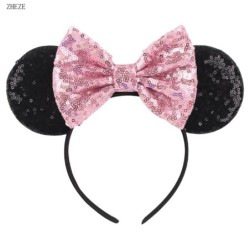 Disney Black Mouse Ears Headband For Girls 5"Bow Party Hairband Festival DIY Hair Accessories Femme