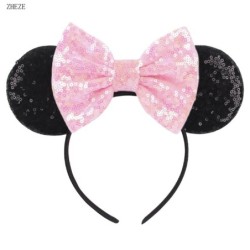 Disney Black Mouse Ears Headband For Girls 5"Bow Party Hairband Festival DIY Hair Accessories Femme