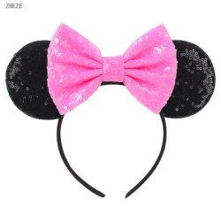 Disney Black Mouse Ears Headband For Girls 5"Bow Party Hairband Festival DIY Hair Accessories Femme