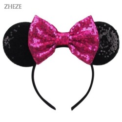 Disney Black Mouse Ears Headband For Girls 5"Bow Party Hairband Festival DIY Hair Accessories Femme