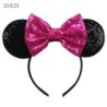 Disney Black Mouse Ears Headband For Girls 5"Bow Party Hairband Festival DIY Hair Accessories Femme