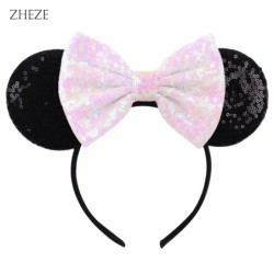 Disney Black Mouse Ears Headband For Girls 5"Bow Party Hairband Festival DIY Hair Accessories Femme