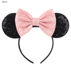 Disney Black Mouse Ears Headband For Girls 5"Bow Party Hairband Festival DIY Hair Accessories Femme