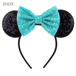 Disney Black Mouse Ears Headband For Girls 5"Bow Party Hairband Festival DIY Hair Accessories Femme