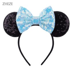 Disney Black Mouse Ears Headband For Girls 5"Bow Party Hairband Festival DIY Hair Accessories Femme