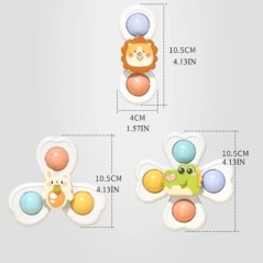 3 db-os szett tapadókorongos pörgető rajzfilm állatpörgető játékok gyerekeknek ablak baba etetőszék asztali utazó fürdőjáték gye