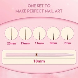 5 db Nail Art Liner ecsetek szett hosszúkás vonalak csíkozás rajz UV gél festés körömtervező toll professzionális manikűr eszköz