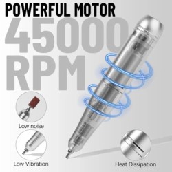 45000 RPM körömfúrógép elektromos hordozható körömreszelő újratölthető körömcsiszoló zselés körömpolírozáshoz otthoni manikűr sz