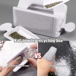 1 DB Nails Art csillámpor flitterek kétrétegű Box manikűr eszköz a por újrahasznosításához White Nail Storage hordozható konténe