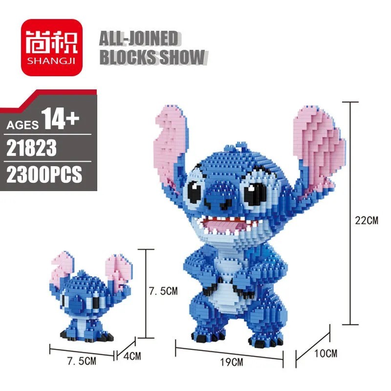 2300db+ mini tégla játékok öltés gyémánt építőkocka mikroöltés Disney aranyos 3D modell Lilo és öltés gyerekeknek nanoblokk