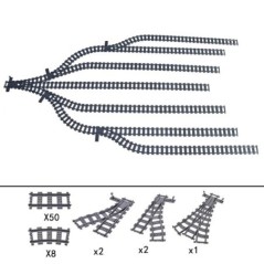 Városi vonatok flexibilis váltó vasúti sínek keresztező sínek villás egyenes ívelt építőelem tégla játékok kompatibilis 7996