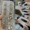 Nail Art strassz készlet 2400db Nail Gems Ab lapos hátú strassz drágakő kövek tároló rendszerezővel a fényes nyaraláshoz