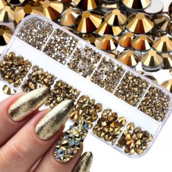 Nail Art strassz készlet 2400db Nail Gems Ab lapos hátú strassz drágakő kövek tároló rendszerezővel a fényes nyaraláshoz