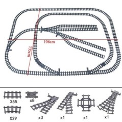 Városi vonatok flexibilis váltó vasúti sínek keresztező sínek villás egyenes ívelt építőelem tégla játékok kompatibilis 7996