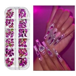 Nail Art strassz készlet 2400db Nail Gems Ab lapos hátú strassz drágakő kövek tároló rendszerezővel a fényes nyaraláshoz