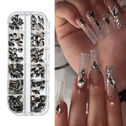 Nail Art strassz készlet 2400db Nail Gems Ab lapos hátú strassz drágakő kövek tároló rendszerezővel a fényes nyaraláshoz