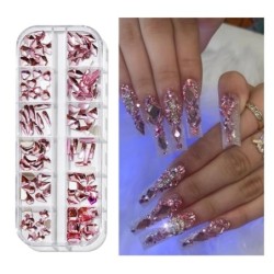 Nail Art strassz készlet 2400db Nail Gems Ab lapos hátú strassz drágakő kövek tároló rendszerezővel a fényes nyaraláshoz