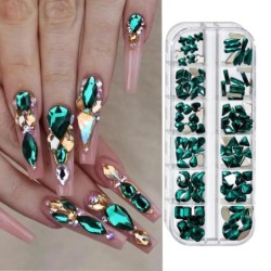 Nail Art strassz készlet 2400db Nail Gems Ab lapos hátú strassz drágakő kövek tároló rendszerezővel a fényes nyaraláshoz