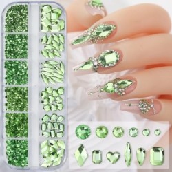 Nail Art strassz készlet 2400db Nail Gems Ab lapos hátú strassz drágakő kövek tároló rendszerezővel a fényes nyaraláshoz