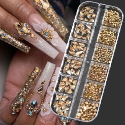 Nail Art strassz készlet 2400db Nail Gems Ab lapos hátú strassz drágakő kövek tároló rendszerezővel a fényes nyaraláshoz