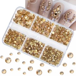 Nail Art strassz készlet 2400db Nail Gems Ab lapos hátú strassz drágakő kövek tároló rendszerezővel a fényes nyaraláshoz