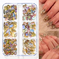 Nail Art strassz készlet 2400db Nail Gems Ab lapos hátú strassz drágakő kövek tároló rendszerezővel a fényes nyaraláshoz