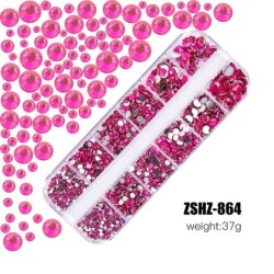 Nail Art strassz készlet 2400db Nail Gems Ab lapos hátú strassz drágakő kövek tároló rendszerezővel a fényes nyaraláshoz