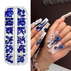 Nail Art strassz készlet 2400db Nail Gems Ab lapos hátú strassz drágakő kövek tároló rendszerezővel a fényes nyaraláshoz