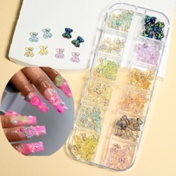 Nail Art strassz készlet 2400db Nail Gems Ab lapos hátú strassz drágakő kövek tároló rendszerezővel a fényes nyaraláshoz