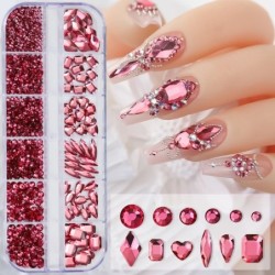 Nail Art strassz készlet 2400db Nail Gems Ab lapos hátú strassz drágakő kövek tároló rendszerezővel a fényes nyaraláshoz