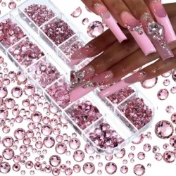 Nail Art strassz készlet 2400db Nail Gems Ab lapos hátú strassz drágakő kövek tároló rendszerezővel a fényes nyaraláshoz