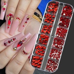 Nail Art strassz készlet 2400db Nail Gems Ab lapos hátú strassz drágakő kövek tároló rendszerezővel a fényes nyaraláshoz