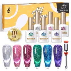 BORN PRETTY 10ml Double Light Moonlight Cat mágneses zselés körömlakk szett, fehér ezüstfényű köröm áztatás UV LED UV gél készle