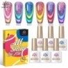 BORN PRETTY 10ml Double Light Moonlight Cat mágneses zselés körömlakk szett, fehér ezüstfényű köröm áztatás UV LED UV gél készle