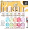 BORN PRETTY 10ml Double Light Moonlight Cat mágneses zselés körömlakk szett, fehér ezüstfényű köröm áztatás UV LED UV gél készle