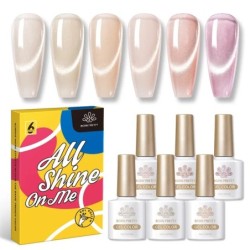 BORN PRETTY 10ml Double Light Moonlight Cat mágneses zselés körömlakk szett, fehér ezüstfényű köröm áztatás UV LED UV gél készle