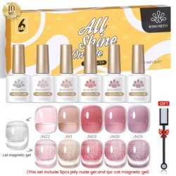 BORN PRETTY 10ml Double Light Moonlight Cat mágneses zselés körömlakk szett, fehér ezüstfényű köröm áztatás UV LED UV gél készle