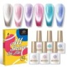 BORN PRETTY 10ml Double Light Moonlight Cat mágneses zselés körömlakk szett, fehér ezüstfényű köröm áztatás UV LED UV gél készle