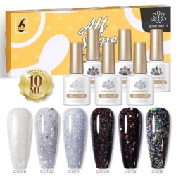 BORN PRETTY 10ml Double Light Moonlight Cat mágneses zselés körömlakk szett, fehér ezüstfényű köröm áztatás UV LED UV gél készle