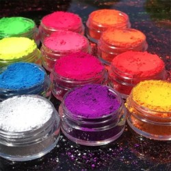 1Szett Neon körömpúder szemhéjpúder Dust Fluorenscens Effect Köröm Csillogó Pigment Króm Por Barkács Köröm Csillogó Dekorációs M