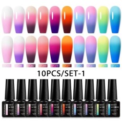 MEET ACROSS 10 DB/Szett Gél körömlakk Fluoreszkáló Neon Tavaszi Nyári Félig Permanens Soak Off Nail Art Lakk UV Gél körömre