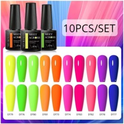 MEET ACROSS 10 DB/Szett Gél körömlakk Fluoreszkáló Neon Tavaszi Nyári Félig Permanens Soak Off Nail Art Lakk UV Gél körömre