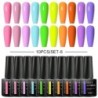 MEET ACROSS 10 DB/Szett Gél körömlakk Fluoreszkáló Neon Tavaszi Nyári Félig Permanens Soak Off Nail Art Lakk UV Gél körömre