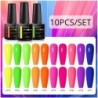 MEET ACROSS 10 DB/Szett Gél körömlakk Fluoreszkáló Neon Tavaszi Nyári Félig Permanens Soak Off Nail Art Lakk UV Gél körömre