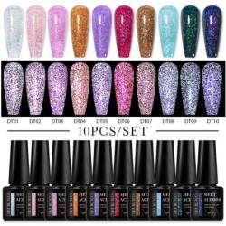 MEET ACROSS 10 DB/Szett Gél körömlakk Fluoreszkáló Neon Tavaszi Nyári Félig Permanens Soak Off Nail Art Lakk UV Gél körömre