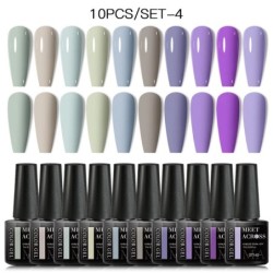 MEET ACROSS 10 DB/Szett Gél körömlakk Fluoreszkáló Neon Tavaszi Nyári Félig Permanens Soak Off Nail Art Lakk UV Gél körömre